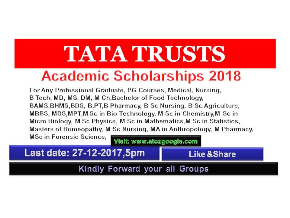 TATA Trusts Academic Scholarships for Graduates and PG