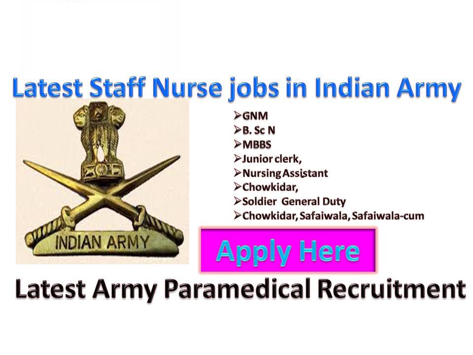 Join Indian Army Recruitment Rally for Nursing Assistant Jobs 2018