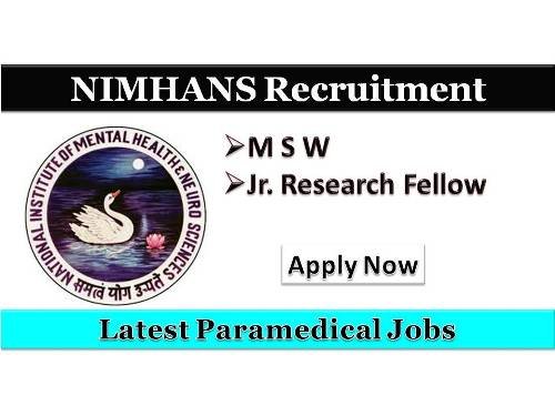 Latest NIMHNS Recruitment 2018 Junior Research Fellow