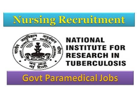 NIRT Recruitment Latest Govt Jobs for Staff Nurse Vacancy in Tamilnadu