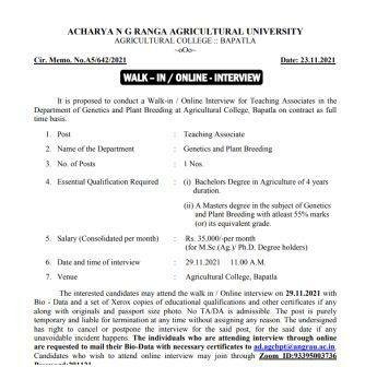 ANGRAU RECRUITMENT 2021