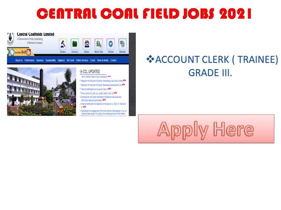 CENTRAL COALFIELDS JOBS 2021