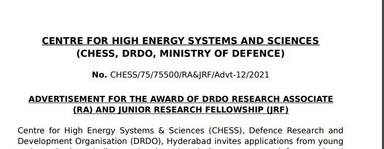 CHESS Recruitment in Hyderabad Telangana