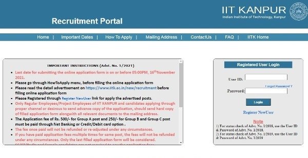 IIT Kanpur Recruitment for Administrative Technical Clerical Jobs