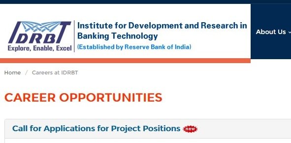 IDRBT Recruitment for Senior Research Associate