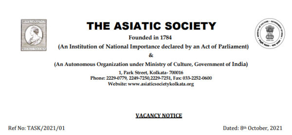 The Asiatic society Recruitment in Kolkata Westbengal