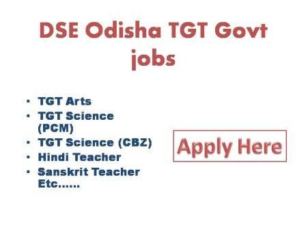 DSE Odisha TGT Govt jobs 2022