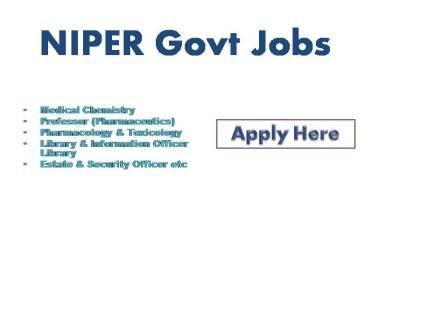 NIPER Govt Jobs 2021