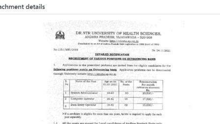 NTRUHS Recruitment 2021 DR. NTR University of Health Sciences Andhra Pradesh  System Administrator Computer Operator Data Entry Operator