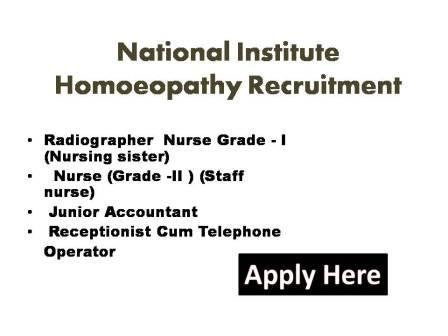 National Institute Homoeopathy Recruitment 2021