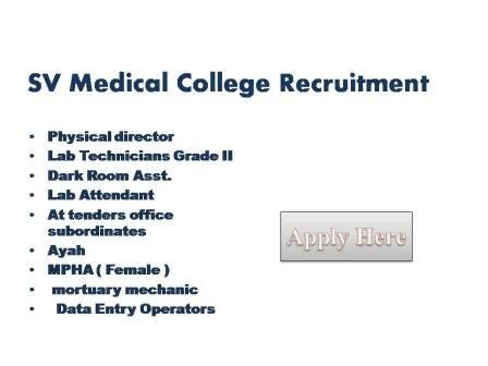 SV Medical College Recruitment 2021