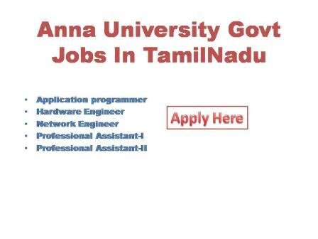 Anna University Govt Jobs In Tamilnadu 2022