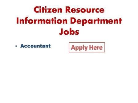 Citizen Resource Information Department Jobs 2022