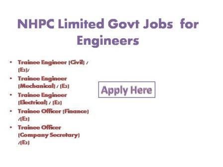 NHPC Limited Govt Jobs 2022 for Engineers