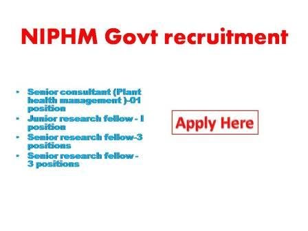 NIPHM Govt recruitment 2022