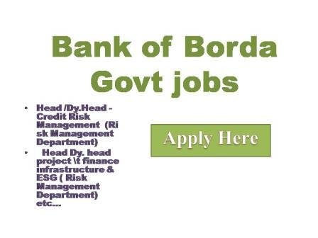 Bank of Borda Govt jobs 2022