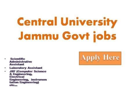 Central University Jammu Govt jobs