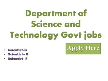 Department of Science and Technology Govt jobs