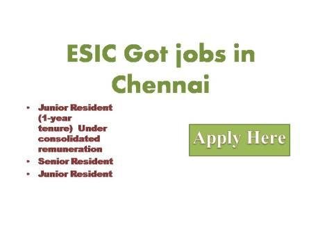 ESIC Govt jobs in Chennai