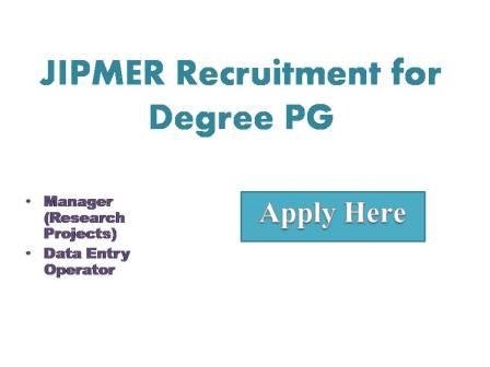 JIPMER Recruitment for Degree PG