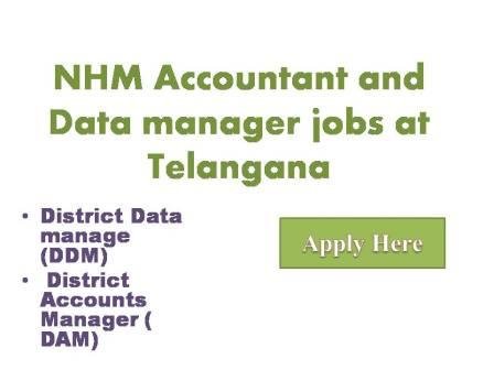 NHM Accountant and Data manager jobs at Telangana
