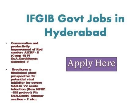 IFGIB Govt Jobs in Hyderabad