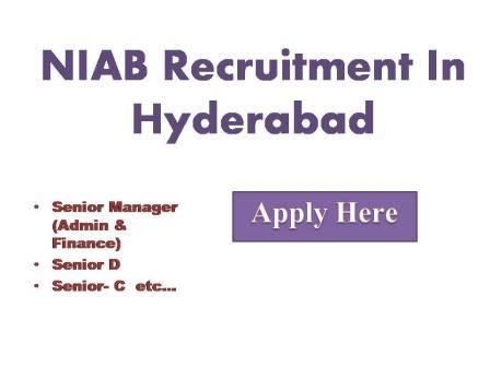 NIAB Recruitment In Hyderabad 2022 National Institute of biotechnology, NIAB, An autonomous institute under the agencies of the department