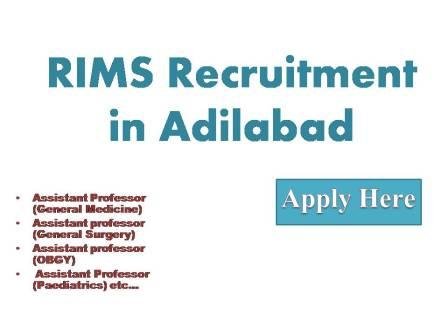 RIMS Recruitment in Adilabad