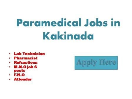 Paramedical Jobs in Kakinada Applications are invited from eligible candidates for recruitment to the following posts on a contract basis