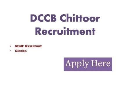 DCCB Chittoor Recruitment 2022 Applications are invited for an appointment for the post of staff assistant /clerk in the Chittoor distric