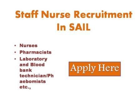 Staff Nurse Recruitment In SAIL 2022 Steel Authority of India Ltd (A Government of India Enterprise) for Pharmacists