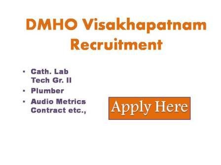 DMHO Visakhapatnam Recruitment 2023 Applications are invited as per the directions of the commissioner medical and health department