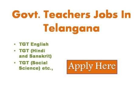 Govt. Teachers' Jobs In Telangana 2023 Applications are invited for filling up leave vacancies and vacancies that may arise for a temporary