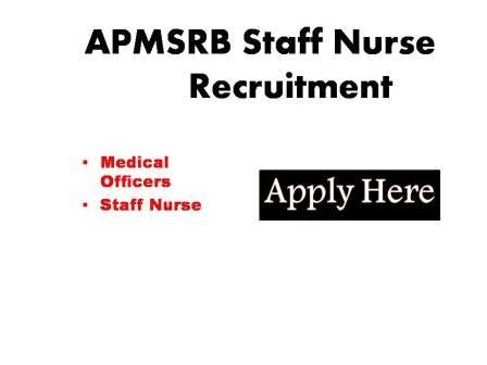 APMSRB Staff Nurse Recruitment 2024 Applications are invited from the eligible candidates for the post of medical officer and Staff nurse